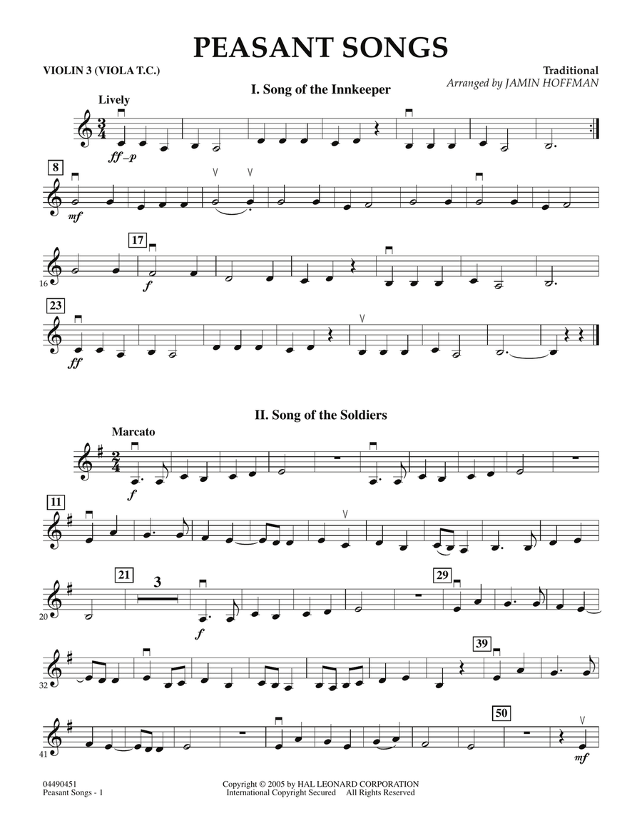 Peasant Songs - Violin 3 (Viola T.C.) Orchestra scores gallery preview page 1