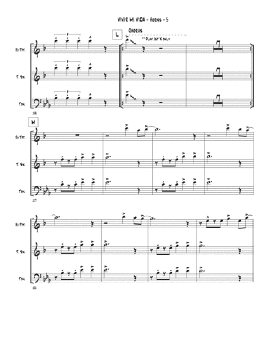 Vivir Mi Vida Tenor Saxophone scores gallery preview page 5