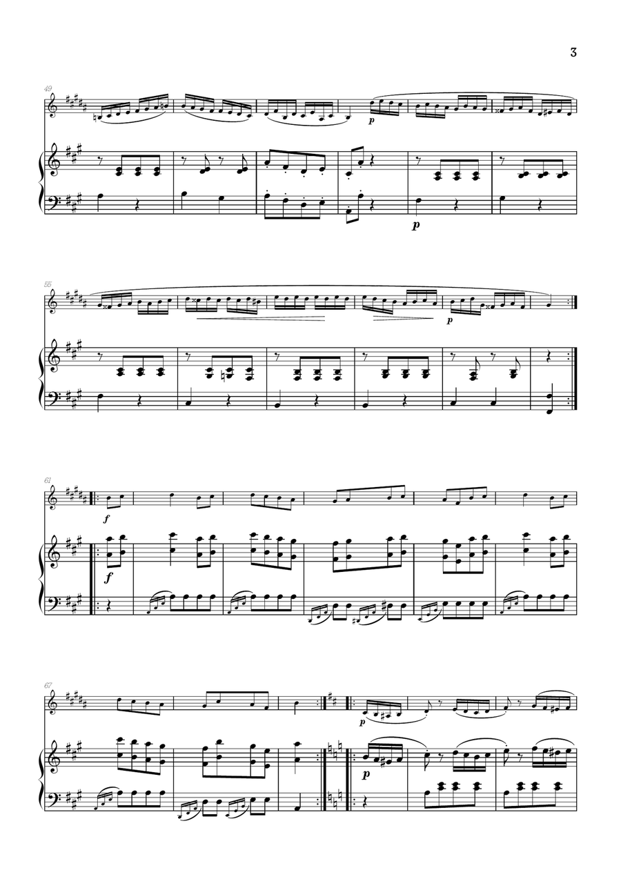 Rondo Alla Turca (Turkish March) • clarinet sheet music with piano accompaniment B-Flat Clarinet scores gallery preview page 3