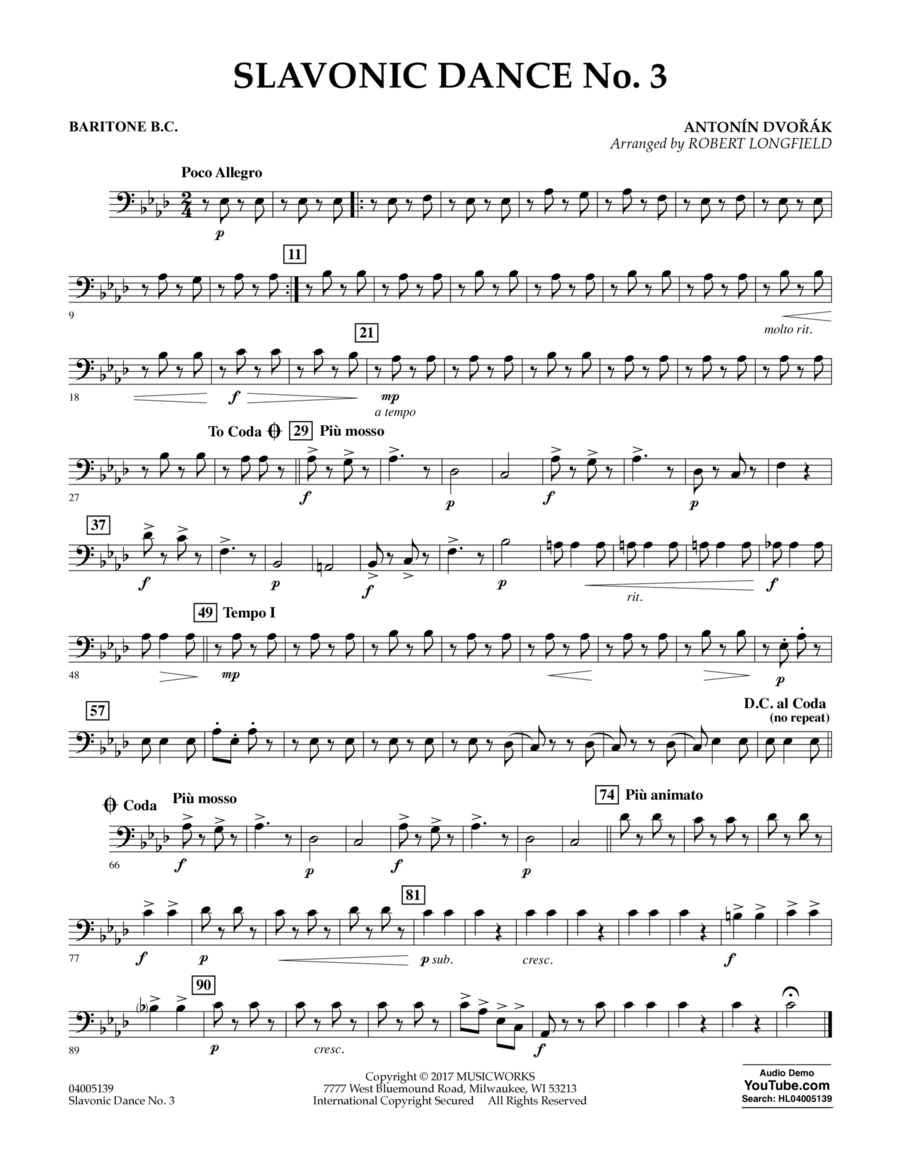 Slavonic Dance No. 3 - Baritone B.C. Concert Band scores gallery preview page 1