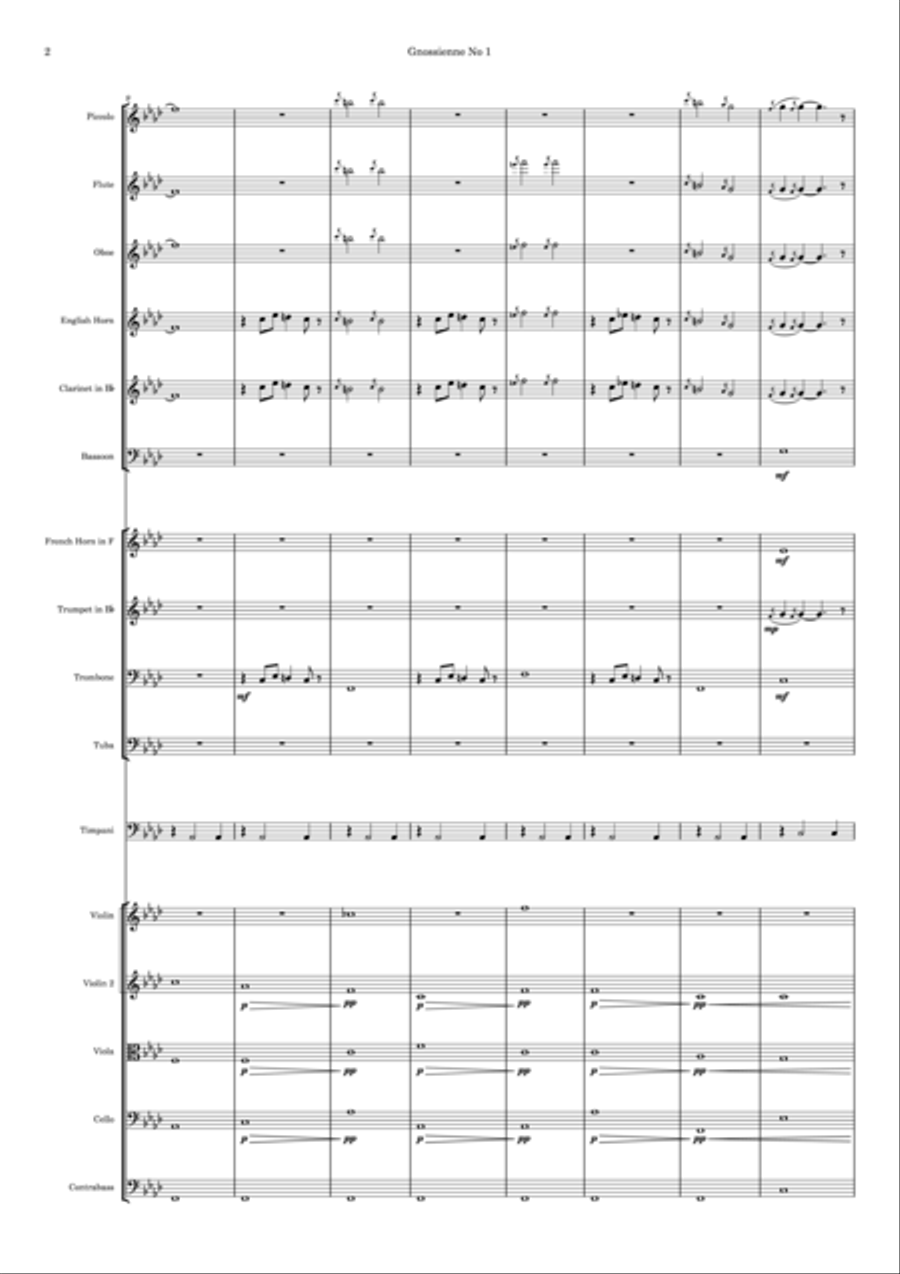Gnossienne No. 1 Full Orchestra scores gallery preview page 2