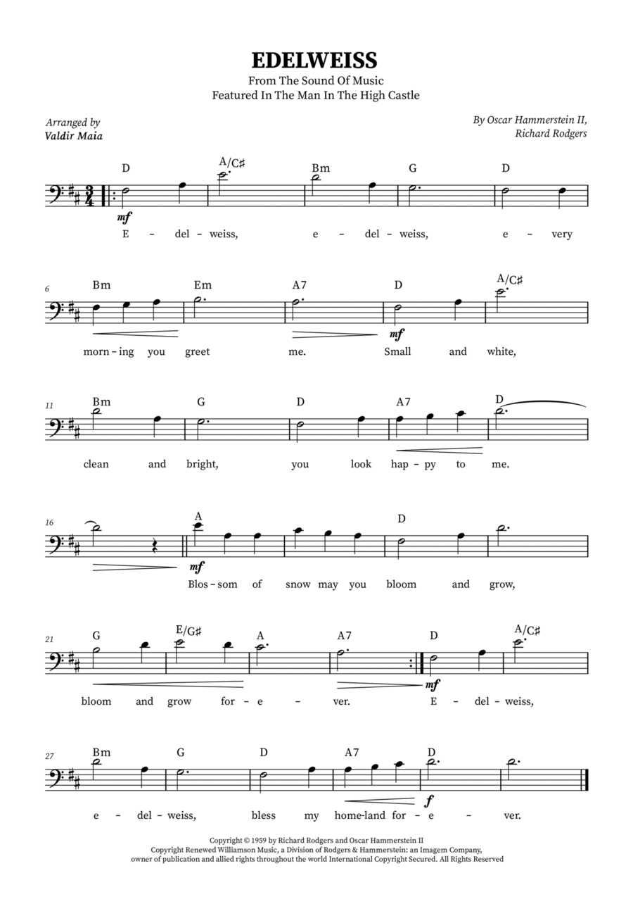 Edelweiss Easy Piano scores gallery preview page 1