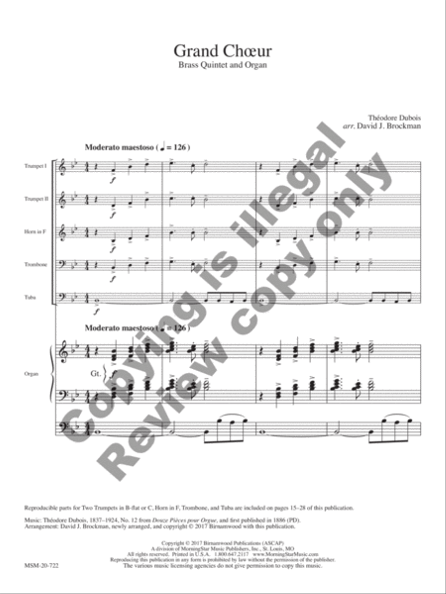 Grand Chœur for Organ and Brass Quintet Organ scores gallery preview page 12