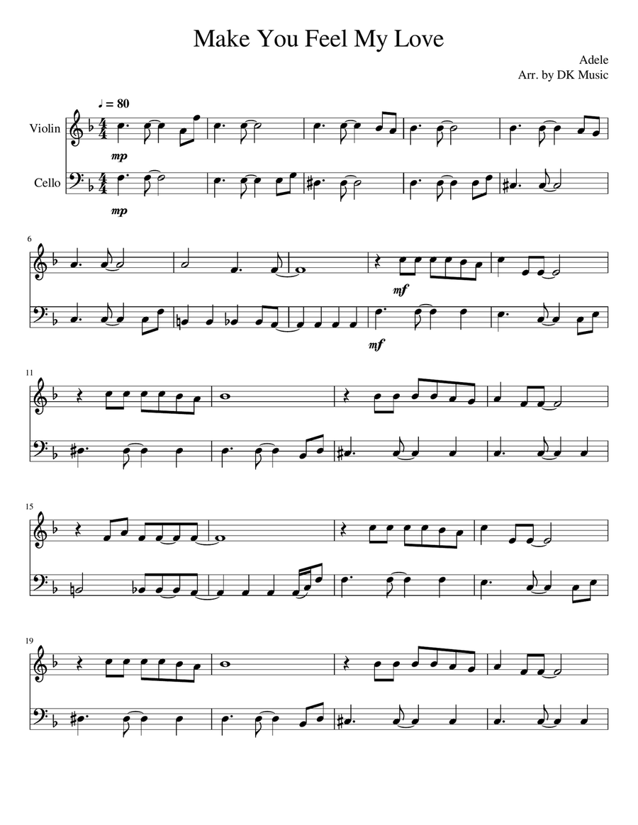 Make You Feel My Love String Duet scores gallery preview page 1