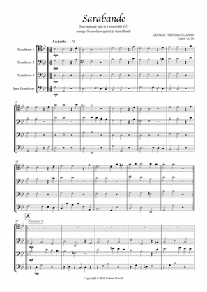 Sarabande from Keyboard Suite in D minor HWV 437 (for Trombone Quartet)