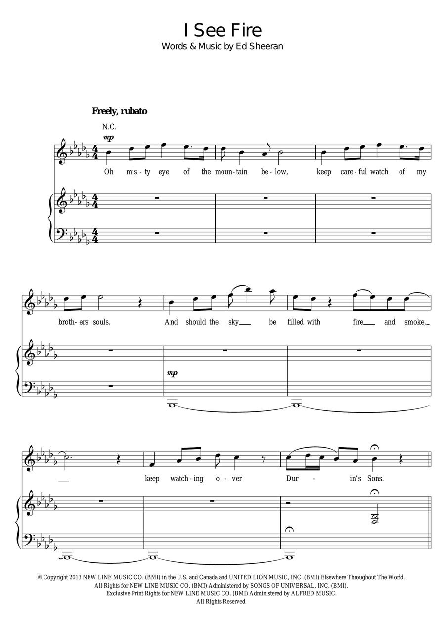 I See Fire (from The Hobbit) Guitar scores gallery preview page 1