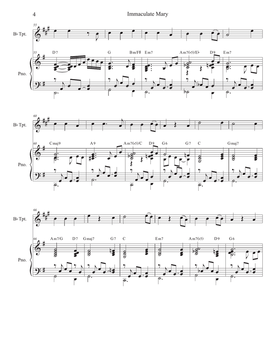 Immaculate Mary (Bb-Trumpet solo and Piano) B-Flat Trumpet scores gallery preview page 4