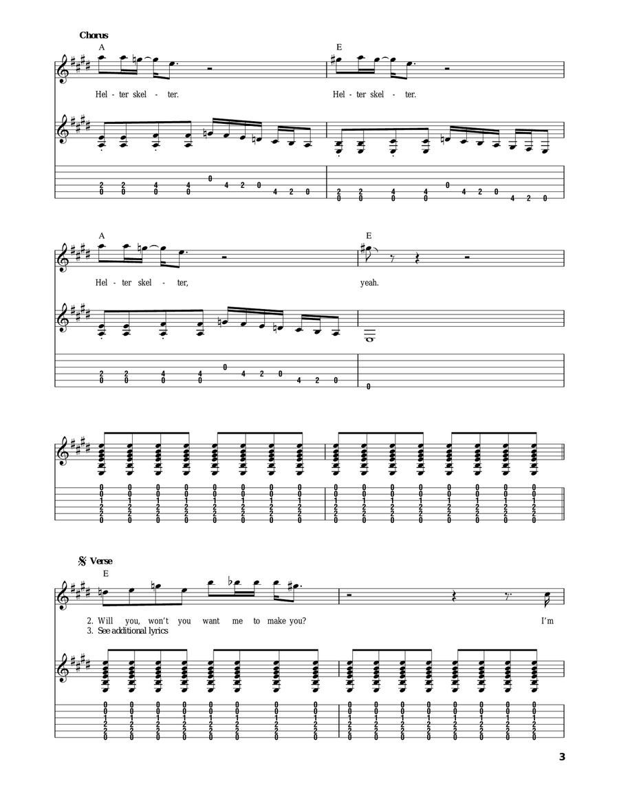 Helter Skelter Helter Skelter Acoustic Guitar scores gallery preview page 3