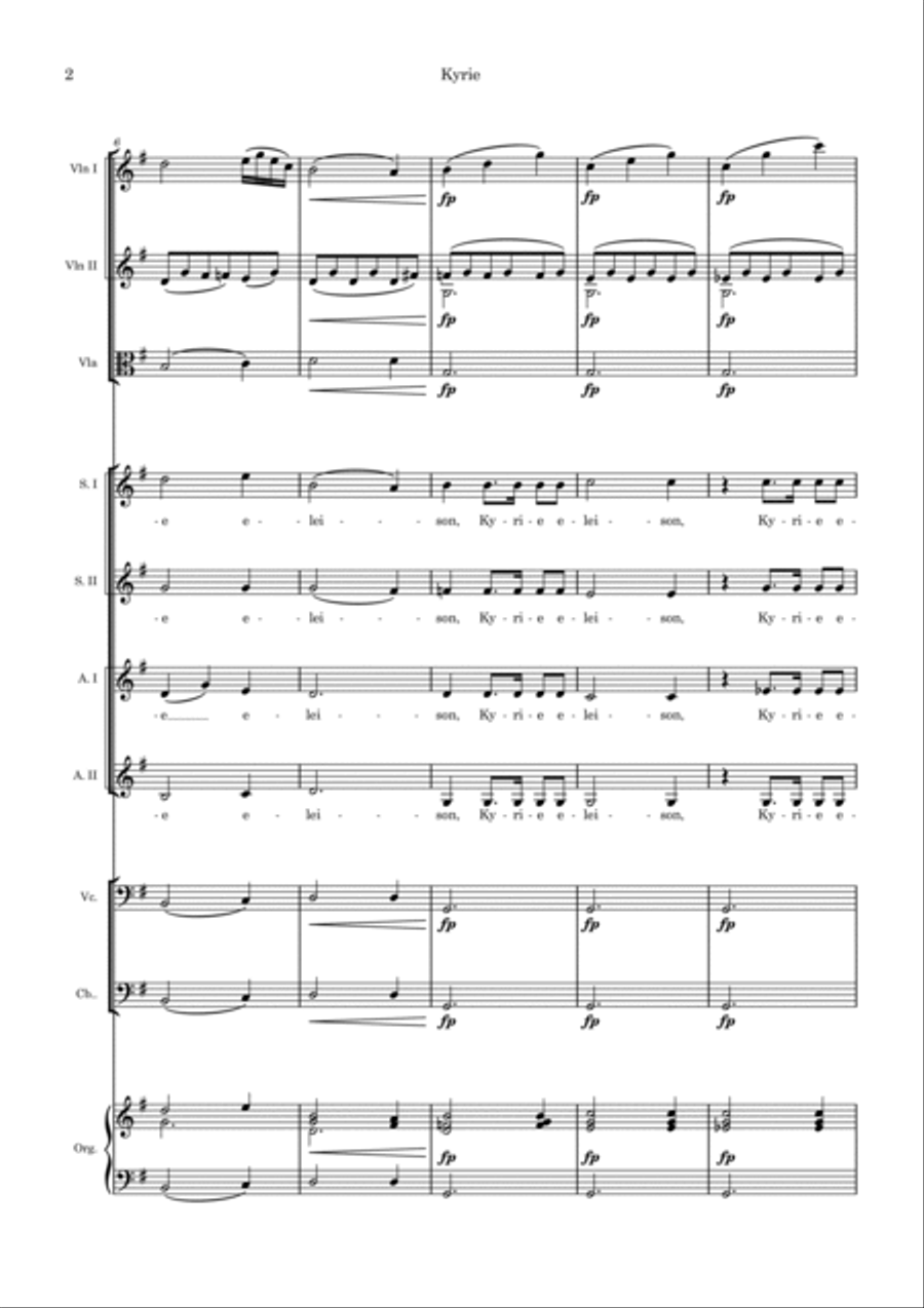Schubert: MASS In G Major D-167 (Version for SSAA choir, SSA soli, strings and organ) SSAA scores gallery preview page 4