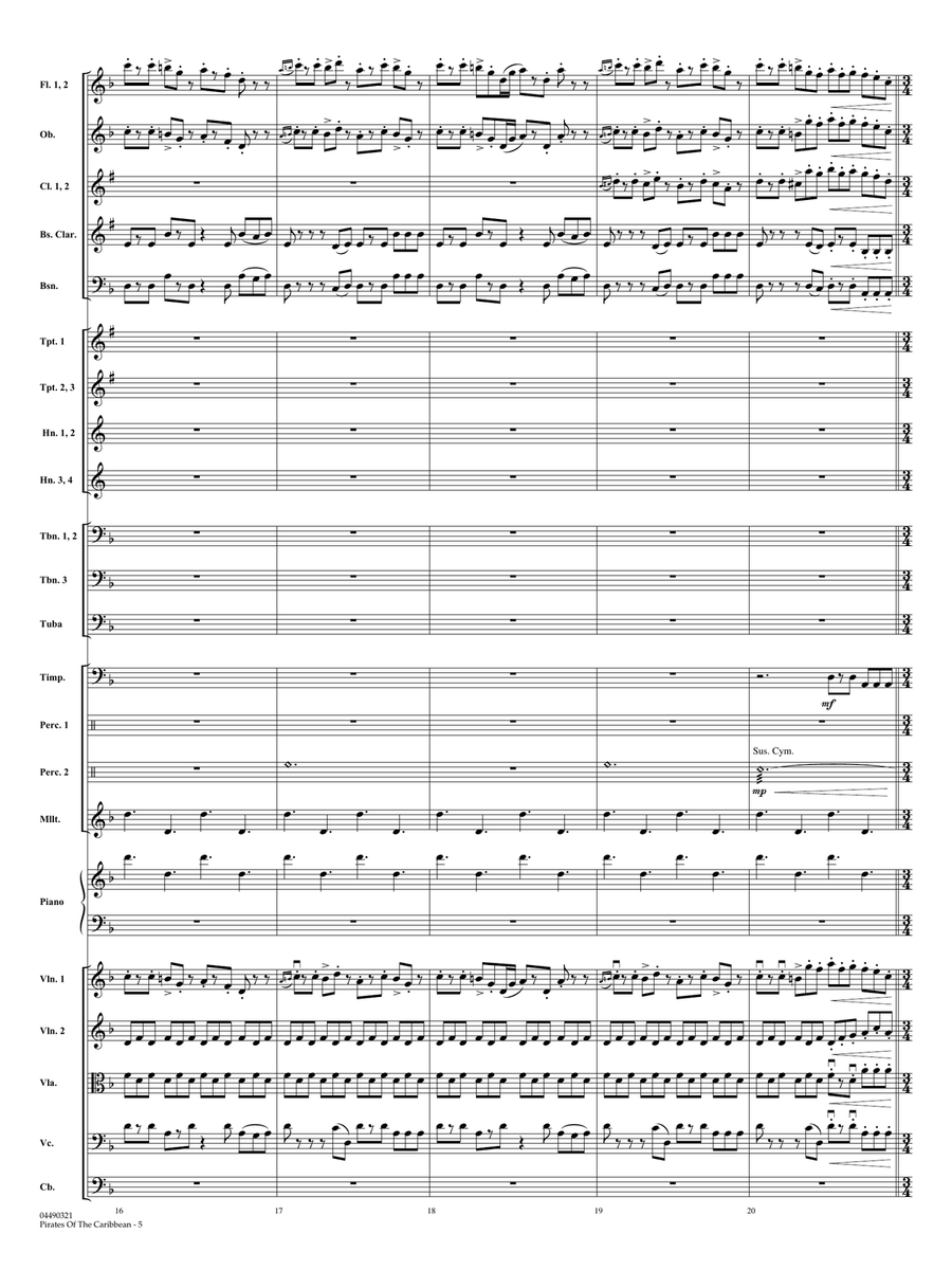 Pirates of the Caribbean (arr. Ted Ricketts) - Full Score