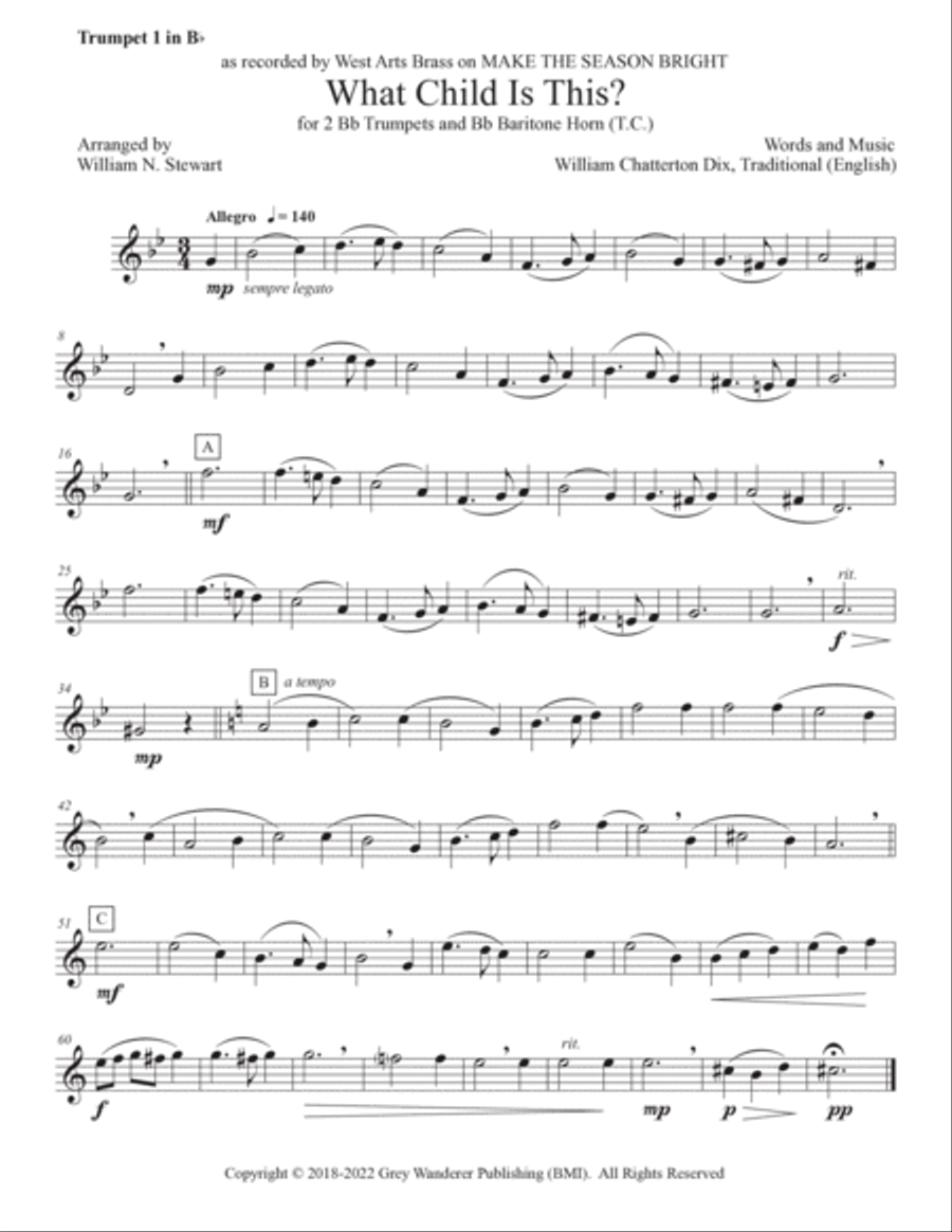 What Child Is This? [Make the Season Bright collection] Baritone Horn TC scores gallery preview page 3