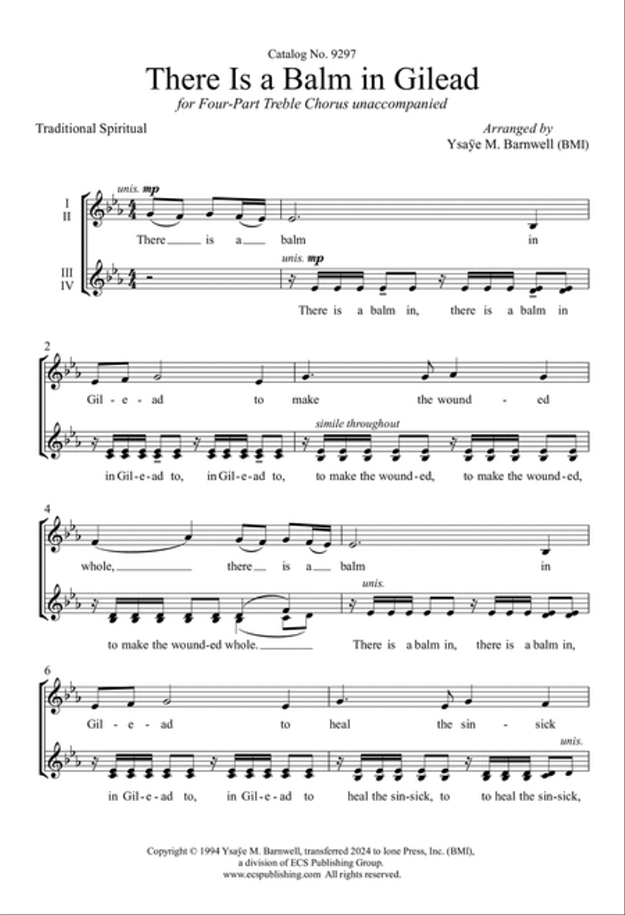 There Is a Balm in Gilead 4-Part scores gallery preview page 3