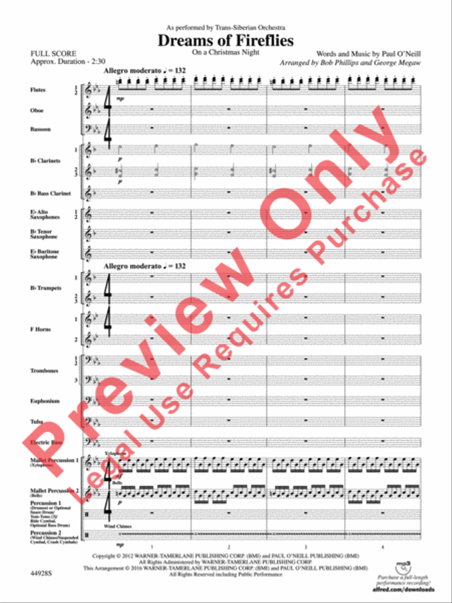 Dreams of Fireflies (On a Christmas Night) Concert Band scores gallery preview page 4