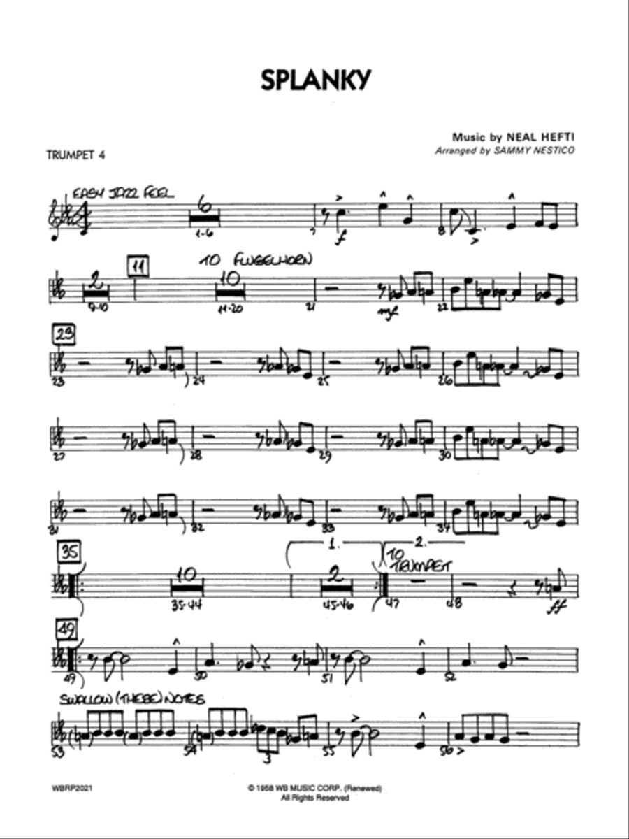 Splanky: 4th B-flat Trumpet Jazz Ensemble scores gallery preview page 1