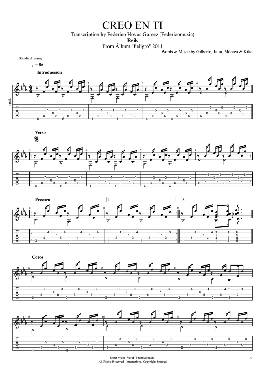 Creo En Ti Electric Guitar scores gallery preview page 1