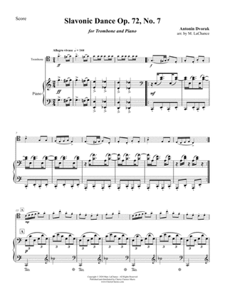 Slavonic Dance, Op. 72 No. 7 for Trombone & Piano