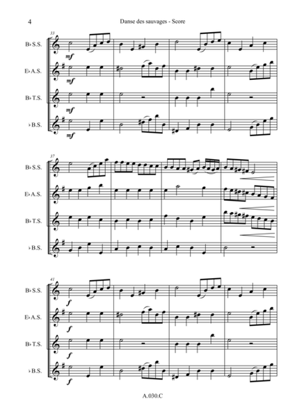 Danse des sauvages, for Saxophone Quartet - Score & Parts