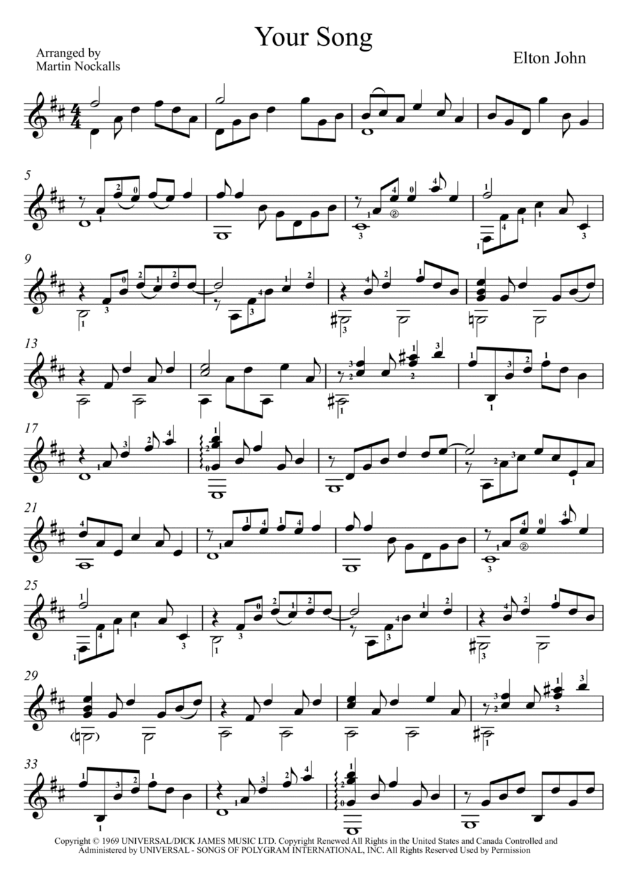 Your Song Acoustic Guitar scores gallery preview page 1