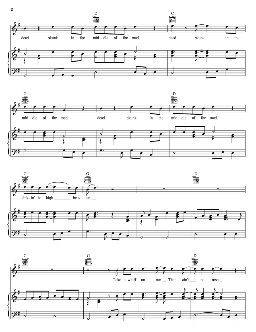 Dead Skunk Piano, Vocal, Guitar scores gallery preview page 2
