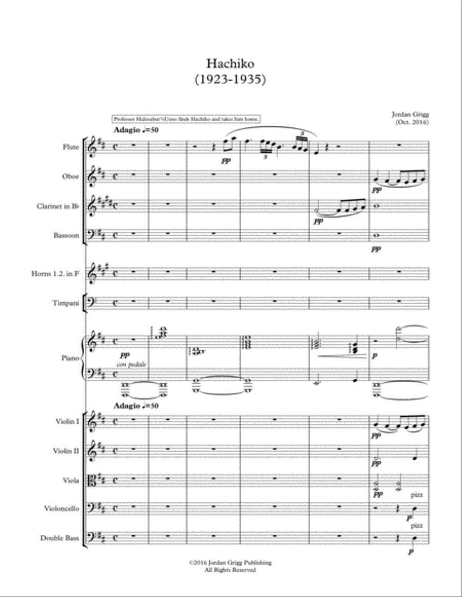 Hachiko (1923-1935) Score and Parts Chamber Orchestra scores gallery preview page 1