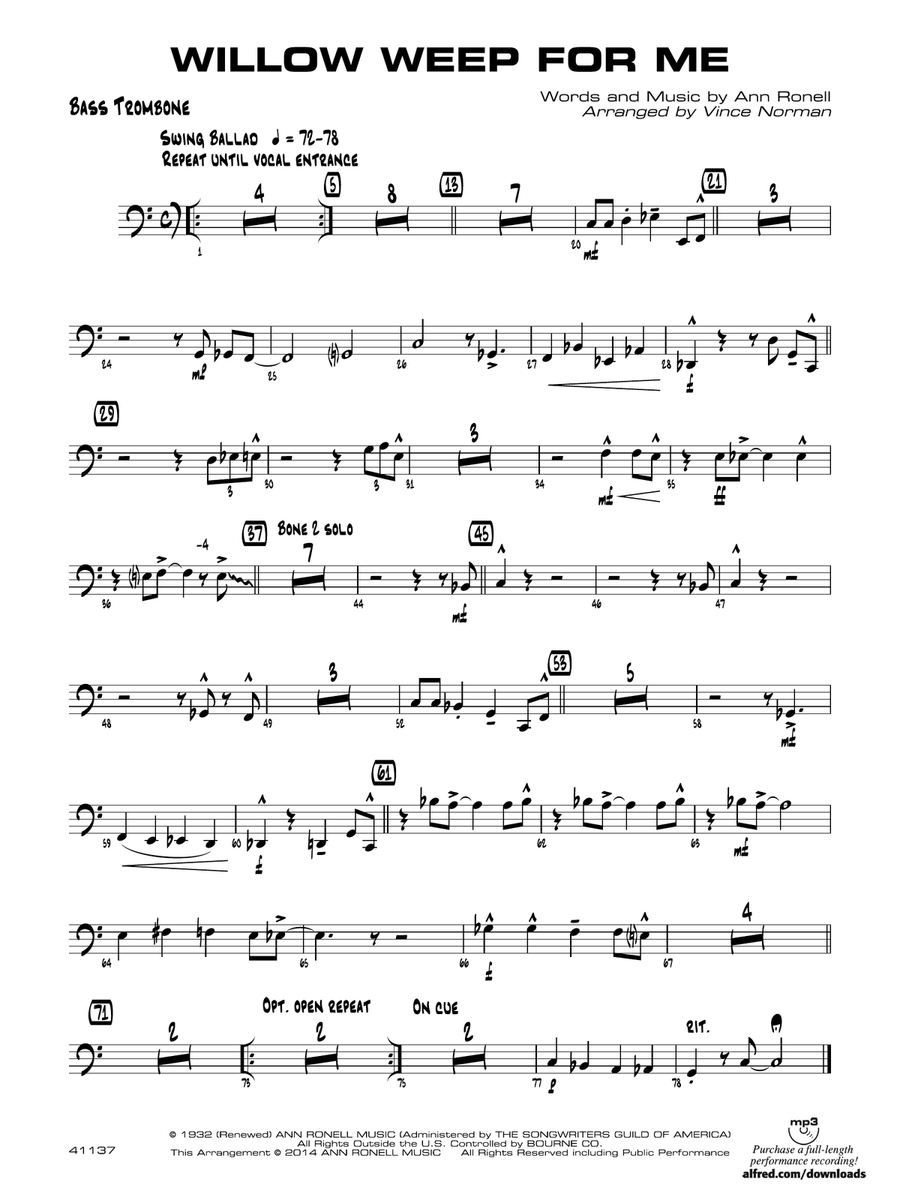 Willow Weep for Me: Bass Trombone