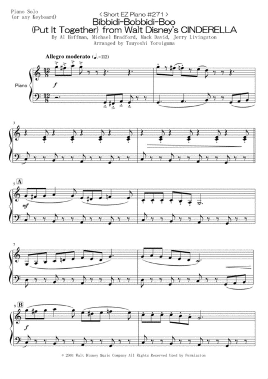 Put It Together (bibbidi Bobbidi Boo) Easy Piano scores gallery preview page 1