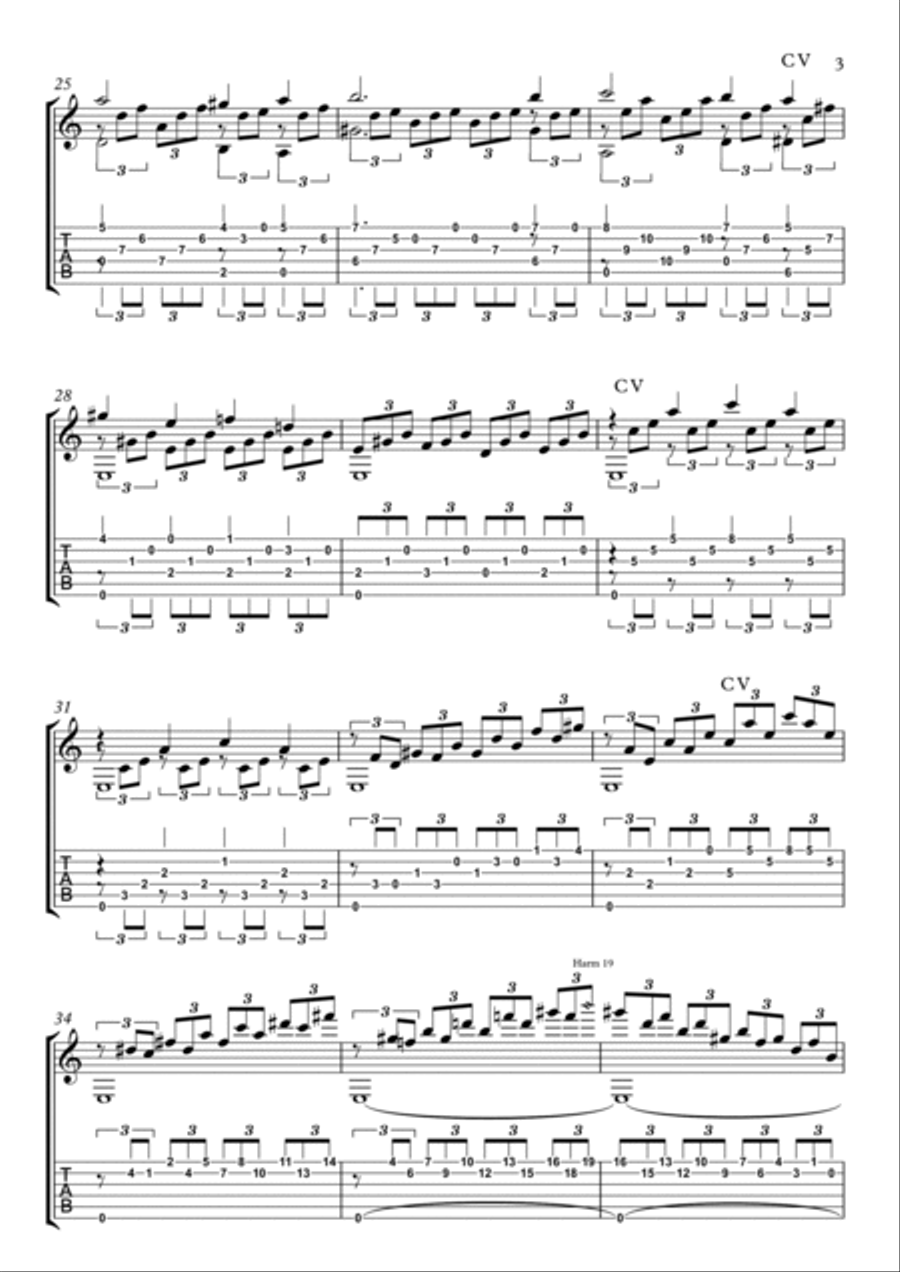 Solo guitar - Moonlight Sonata by Beethoven Acoustic Guitar scores gallery preview page 3
