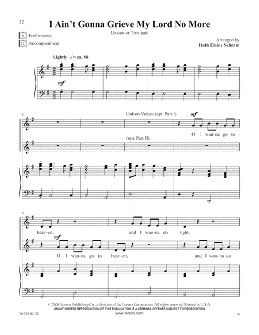Simply Spirituals Unison Choir scores gallery preview page 33