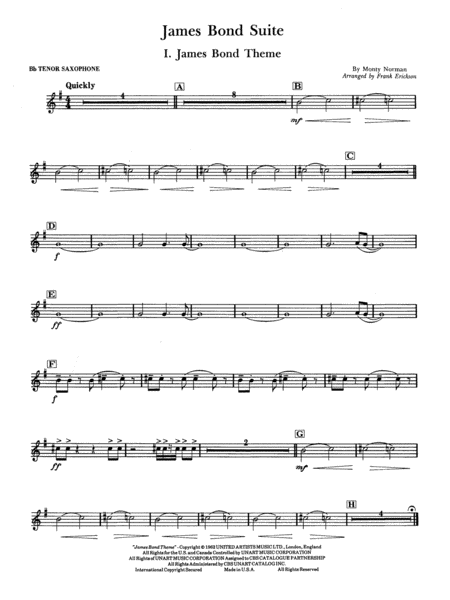 James Bond Suite (Medley): B-flat Tenor Saxophone