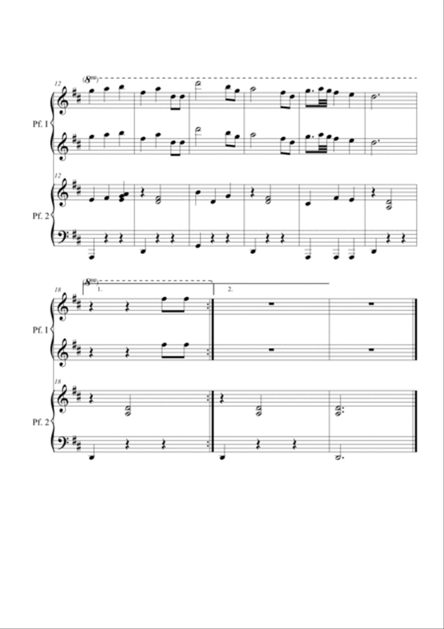 Ninna Nanna di Brahms. Piano 4 hands Easy Piano scores gallery preview page 2