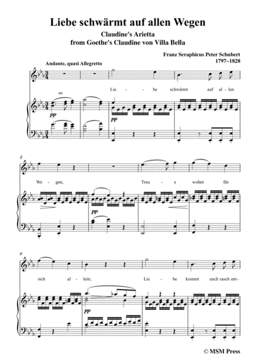 Schubert-Liebe schwärmt auf allen Wegen,in E flat Major,for Voice&Piano image number null