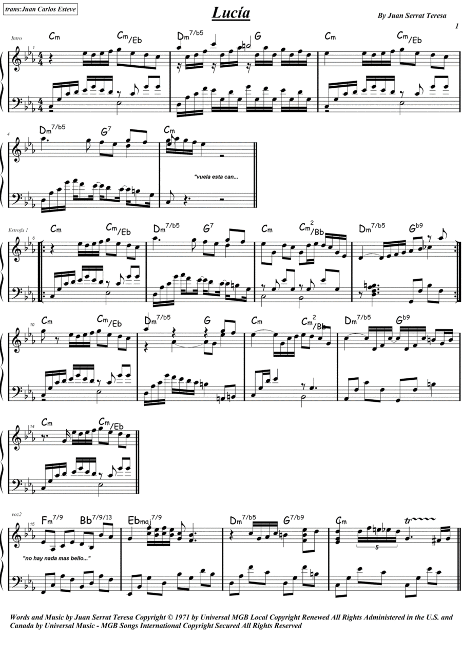 Lucia Piano Solo scores gallery preview page 1