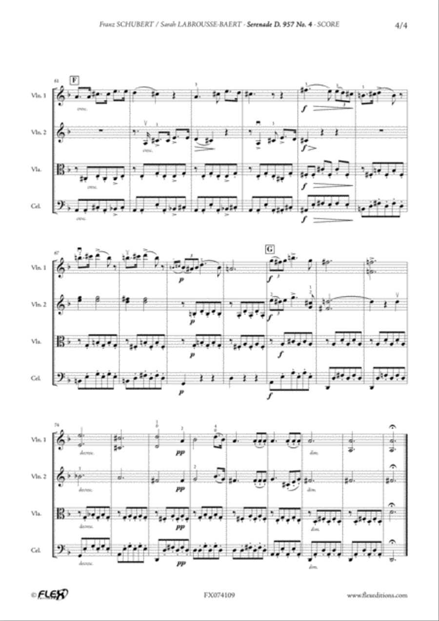 Serenade D. 957 No. 4 - Leise flehen meine Lieder String Quartet scores gallery preview page 6