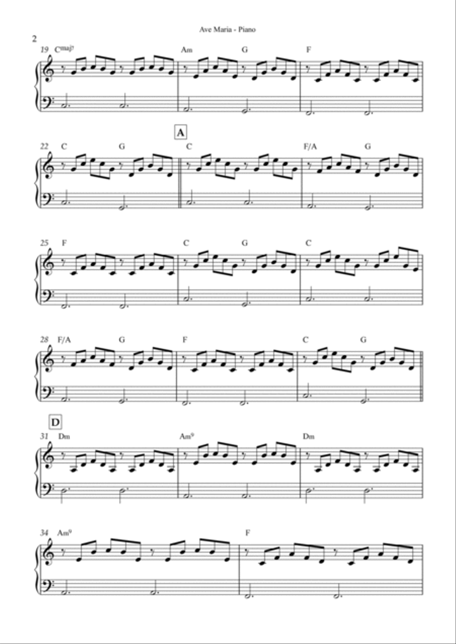 Ave Maria Easy Piano scores gallery preview page 2