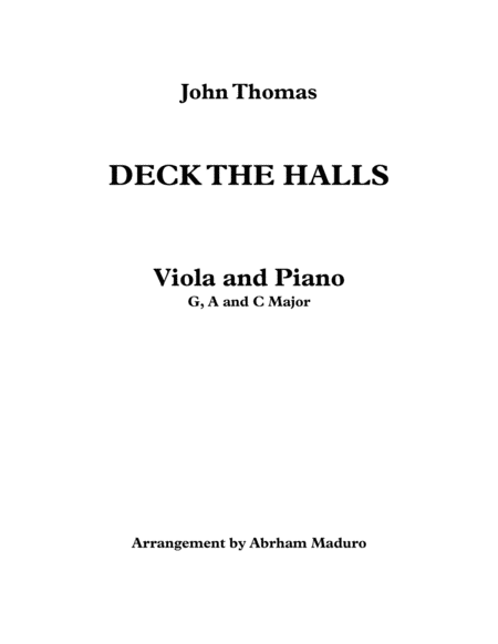 Deck The Halls Viola and Piano-Three Tonalities Included image number null
