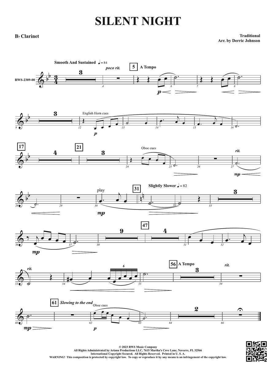 Silent Night: 1st B-flat Clarinet B-Flat Clarinet scores gallery preview page 1