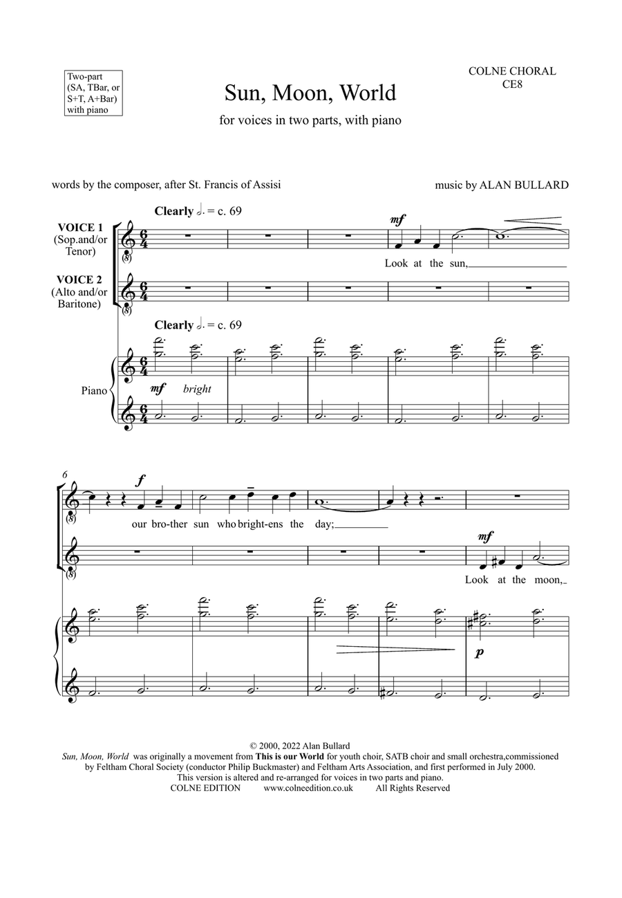 Sun, Moon, World, for voices in two parts and piano 2-Part scores gallery preview page 3