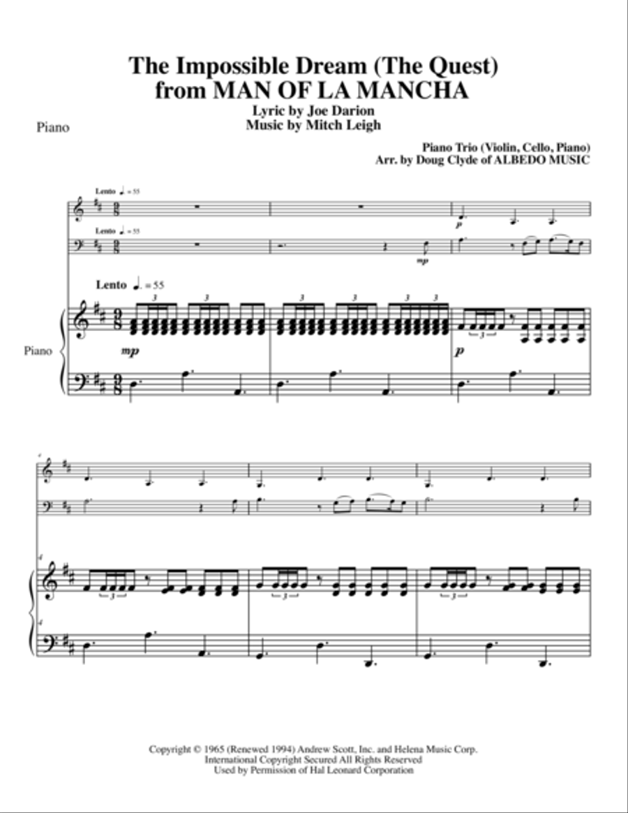 The Impossible Dream The Impossible Dream Piano Trio scores gallery preview page 1