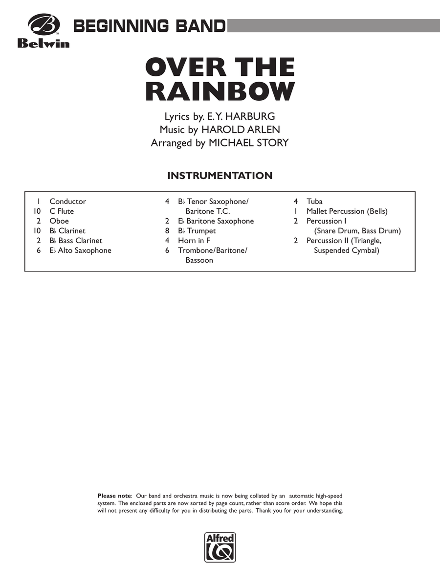 Over the Rainbow: Score