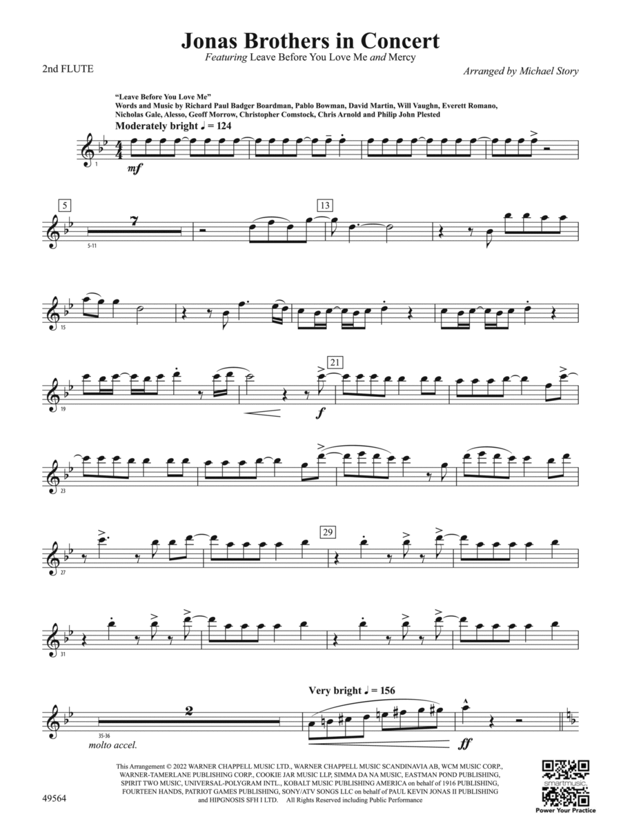 Jonas Brothers in Concert: 2nd Flute Concert Band scores gallery preview page 1