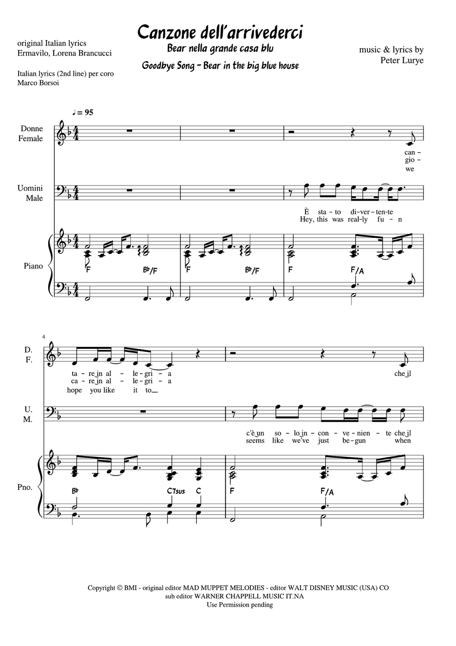 Goodbye Song (Canzone dell'arrivederci) 2-Part scores gallery preview page 2