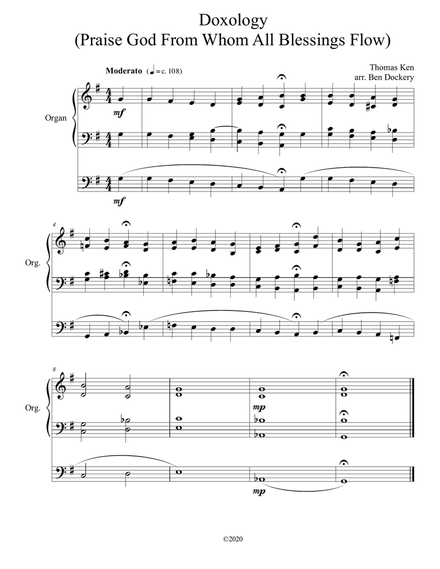 Doxology (Jazz Harmonization) for Organ - (Praise God From Whom All Blessings Flow)