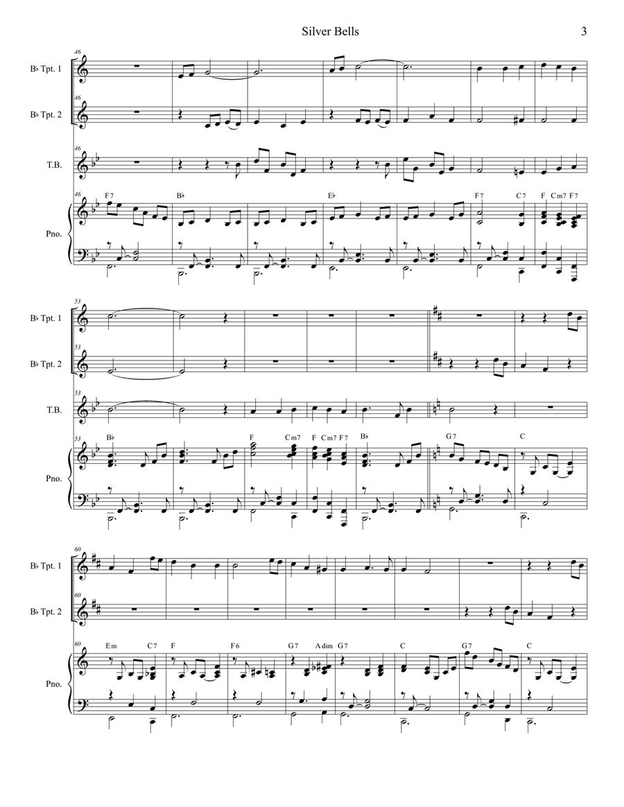 Silver Bells Trumpet Duet scores gallery preview page 3