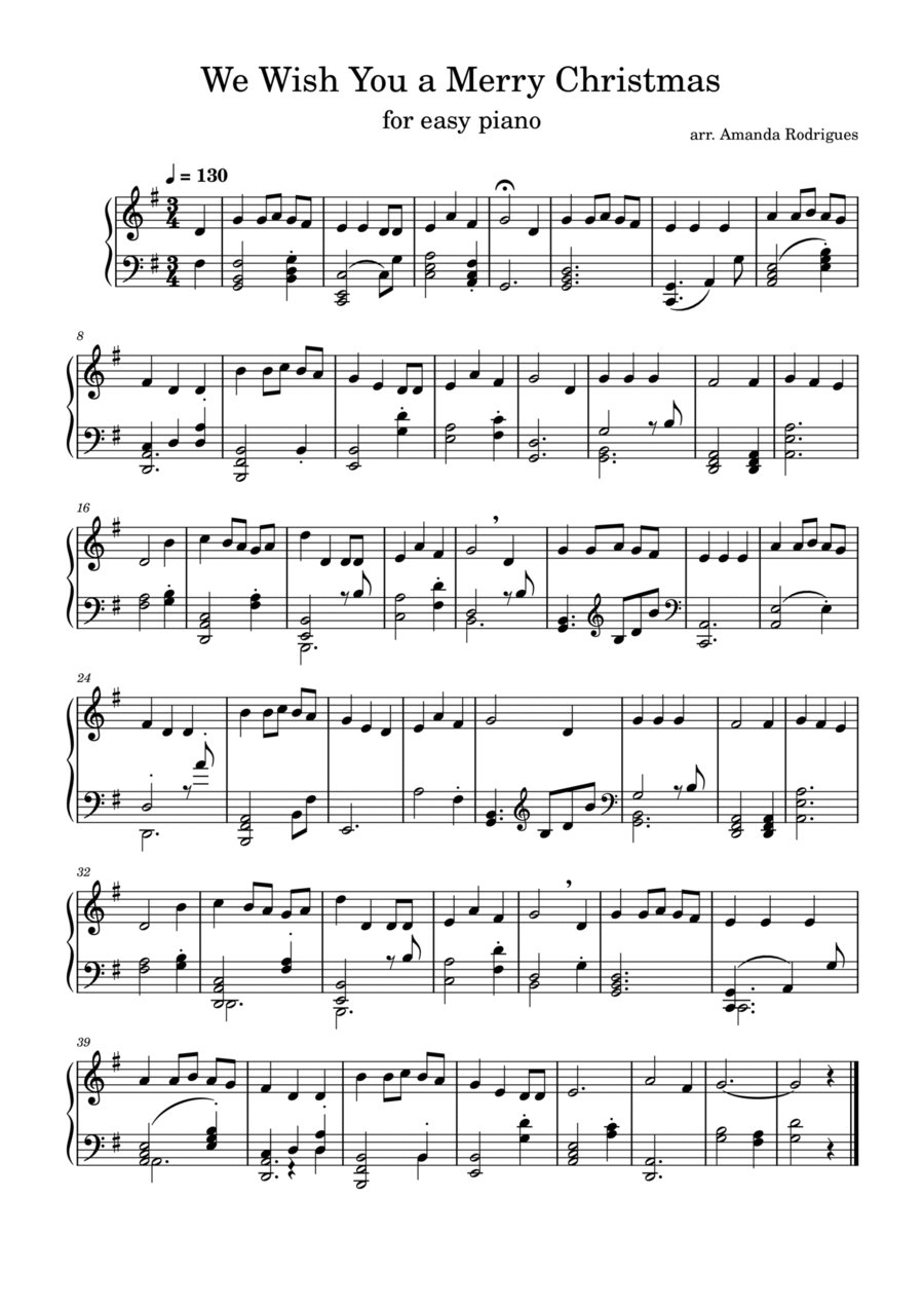 We Wish You a Merry Christimas - Easy Piano Solo Easy Piano scores gallery preview page 1