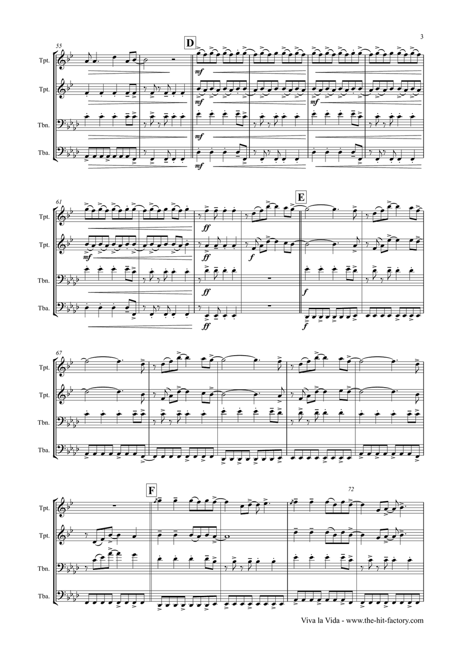 Viva La Vida Brass Ensemble scores gallery preview page 3