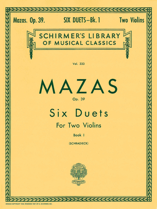 Book cover for 6 Duets, Op. 39 – Book 1