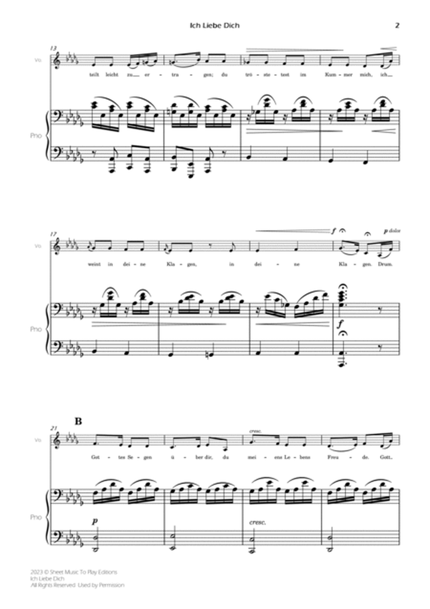 Ich Liebe Dich - Voice and Piano - Db Major (Full Score and Parts) image number null