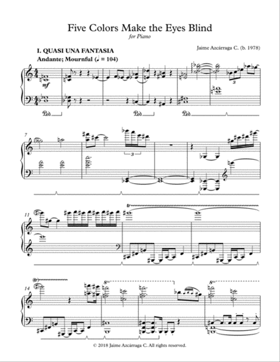 Five Colors Make the Eyes Blind (Complete) Piano Solo scores gallery preview page 3