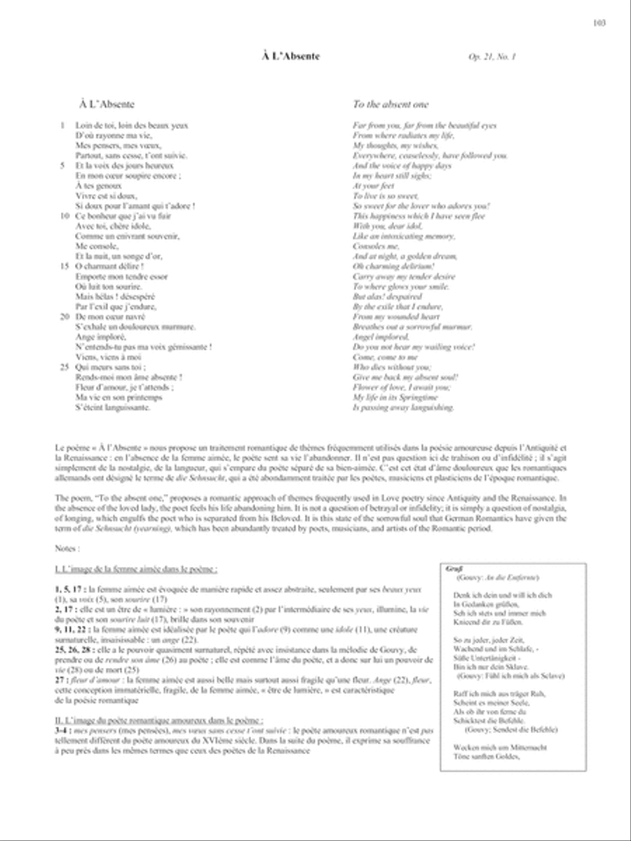 Op. 21, No. 1: À L'Absente from Songs of Gouvy, V2 Voice Solo scores gallery preview page 1