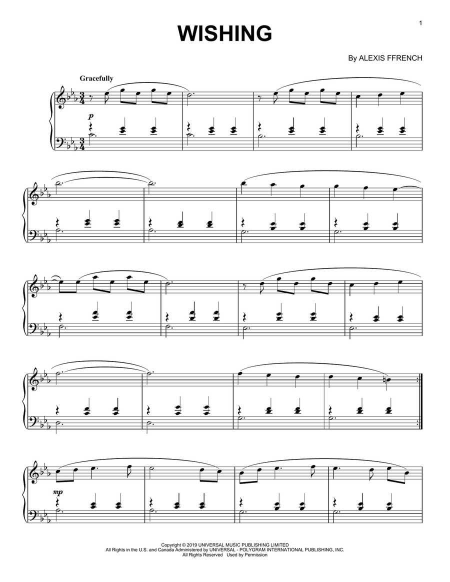 Wishing Piano Solo scores gallery preview page 1
